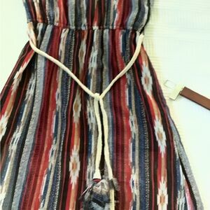 Striped Maxi Dress with Belt